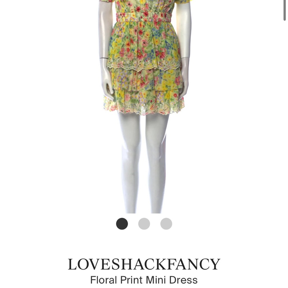 LoveShackFancy Aldina Tiered Yellow Floral Broderie Mini Dress M - Picture 2 of 10